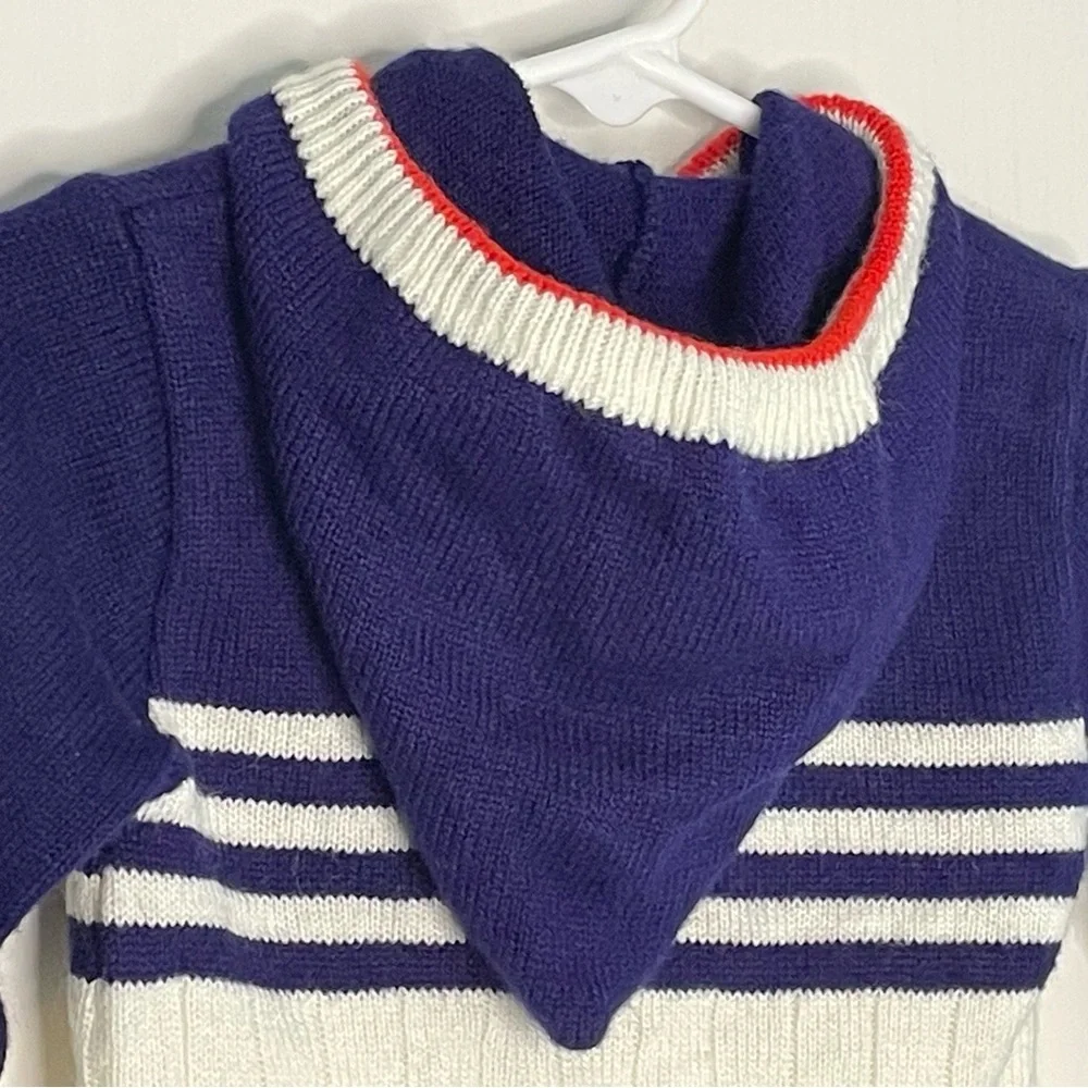 Vintage Kids 100% Acrylic Full Zip Hooded Sweater With String Ties Size 18 M 📍
